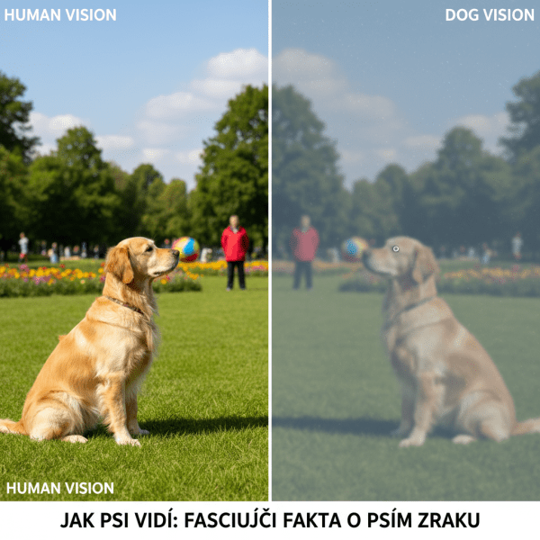 Pes sledující objekt s detailním pohledem.