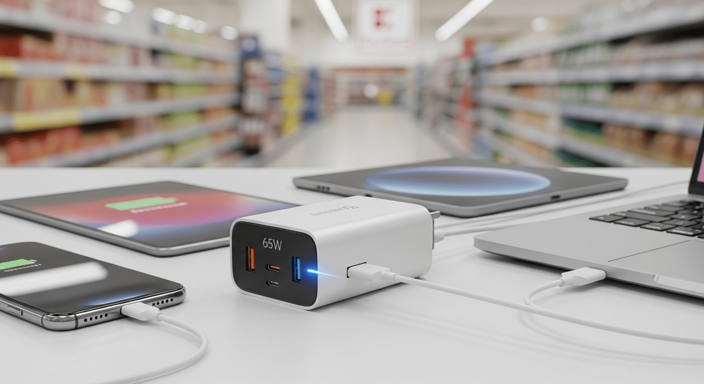 Kaufland 65W charger with five ports, perfect for all your devices.