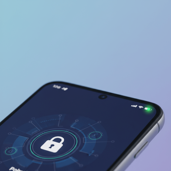 Detail smartphonu se zelenou ikonu v rohu displeje indikující aktivní využití mikrofonu nebo fotoaparátu.